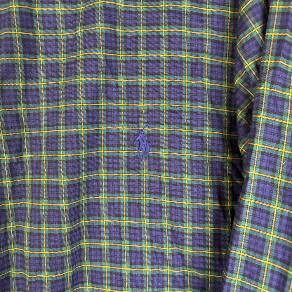 Ralph Lauren Mens 2XLT Button Down Shirt Blue Green Plaid‎ Tall Long Sleeve - Picture 3 of 8